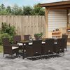 vidaXL Set da Pranzo per Giardino con cuscino 9 pcs Marrone polyrattan