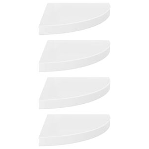 323909 vidaXL Floating Corner Shelves 4 pcs High Gloss White 35x35x3,8 cm MDF