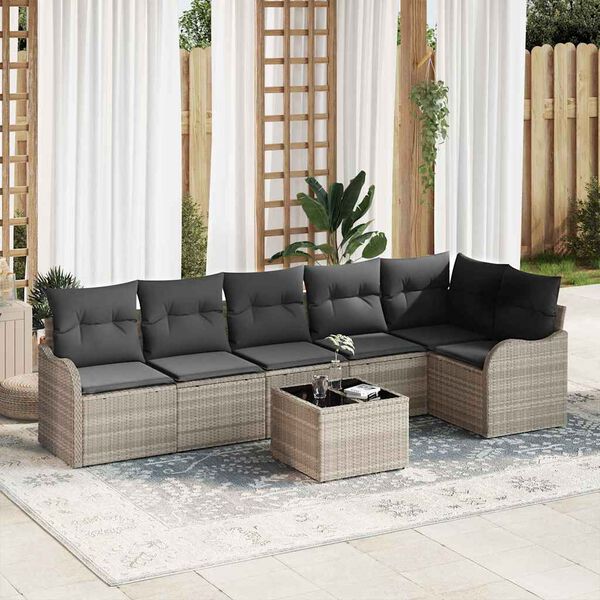 vidaXL Set Divano da Giardino Grigio chiaro polyrattan