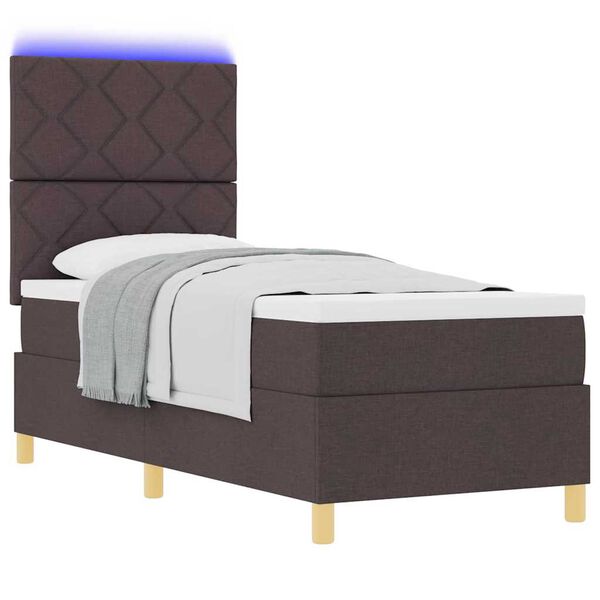 vidaXL Letto a Sorgente LED Marrone Scuro 80 x 200 cm Tessuto