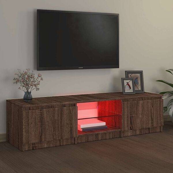 vidaXL Mobile Porta TV con Luci LED rovere marrone 140x40x36 cm