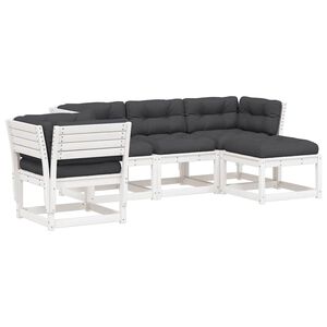 vidaXL Set Salotto Giardino 5pz con Cuscini Bianco Legno Massello Pino