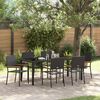 vidaXL Set da Pranzo per Giardino 7 pcs Nero polyrattan