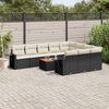 vidaXL Set Divani da Giardino 11 pz con Cuscini in Polyrattan Nero