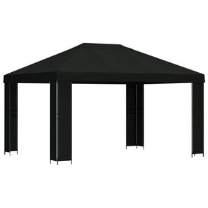 vidaXL Gazebo 4 &times; 3 m Nero Poliestere e Acciaio 190 gsm