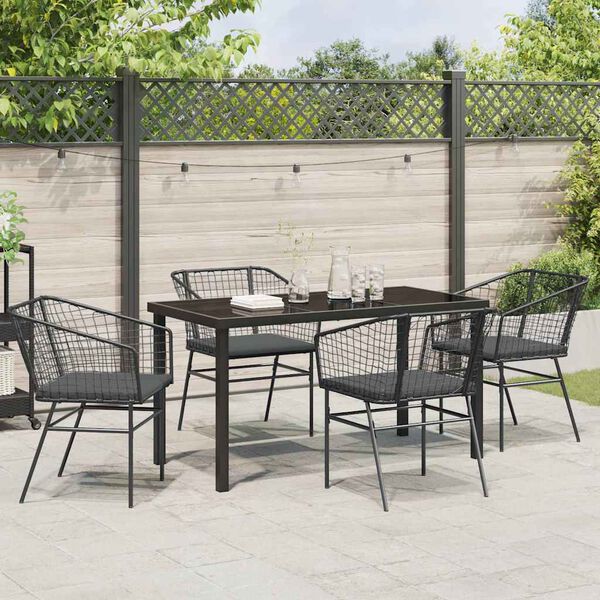 vidaXL Set da Pranzo per Giardino 5 pcs Nero polyrattan
