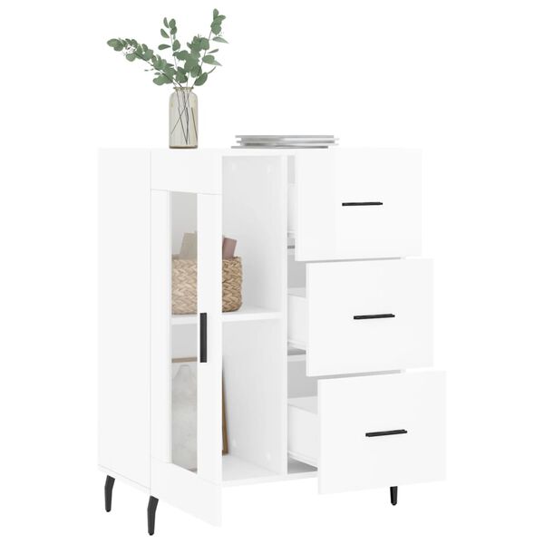 vidaXL Credenza 69,5x34x90 cm in Legno Multistrato Bianco Lucido