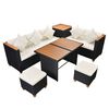 vidaXL Set Divani da Giardino 7 pz con Cuscini in Polyrattan Nero