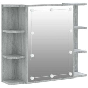 vidaXL Mobile a Specchio con LED Grigio Sonoma 70x16,5x60 cm