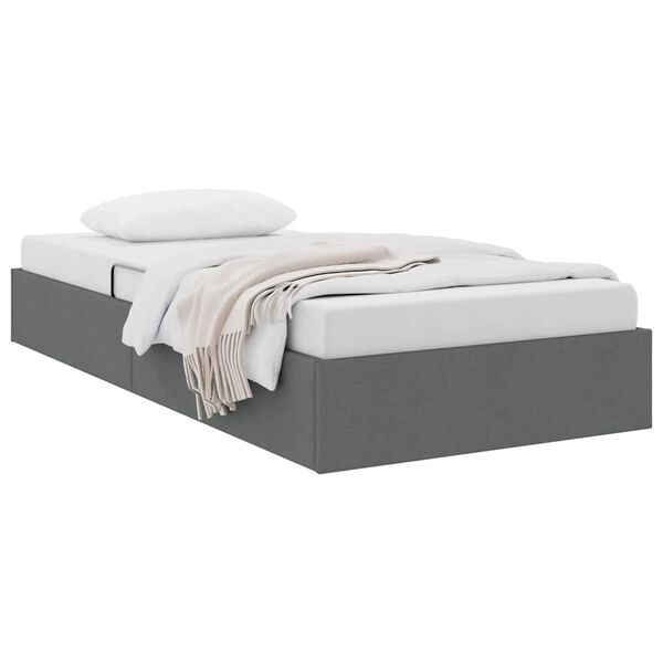 vidaXL Letto con Contenitore Grigio scuro 90 x 190 cm Tessuto