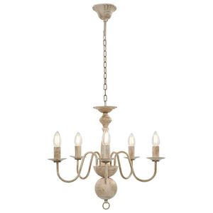 vidaXL Candelabro Stile Anticato Bianco 5 Lampadine E14