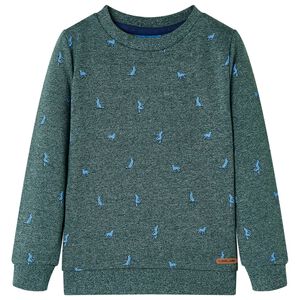 vidaXL Felpa da Bambino Verde Scuro M&eacute;lange 104