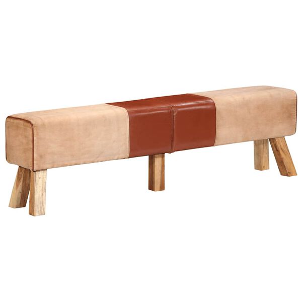 vidaXL Panca per Esercizi Marrone 160 cm in Vera Pelle e Tela