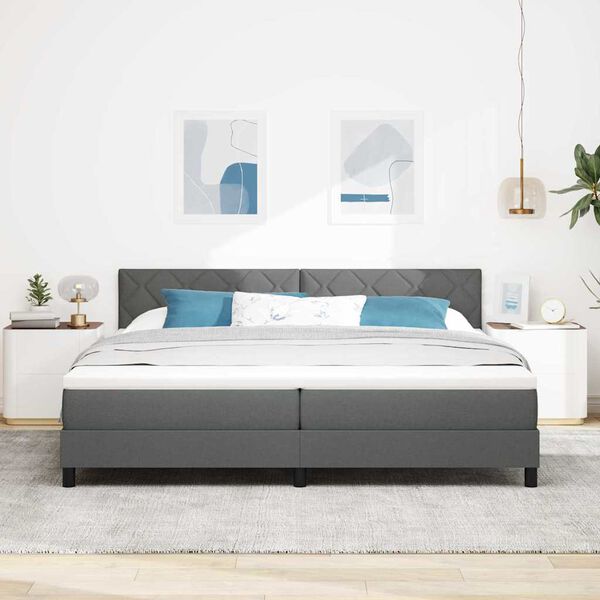vidaXL Letto a molle con materasso Grigio scuro 200 x 200 cm Tessuto