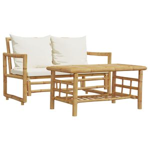 vidaXL Set di divani da giardino 2 pezzi con cuscini in bamb&ugrave;