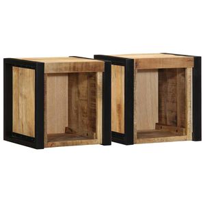 vidaXL Comodini 2 pz 40x35x40 cm in Legno Massello di Mango Grezzo