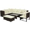 vidaXL Set Divani da Giardino 8 pz con Cuscini in Polyrattan Marrone