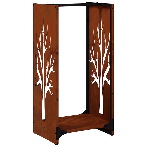 vidaXL Rastrelliera per Legna da Ardere 40x30x80 cm in Acciaio Corten