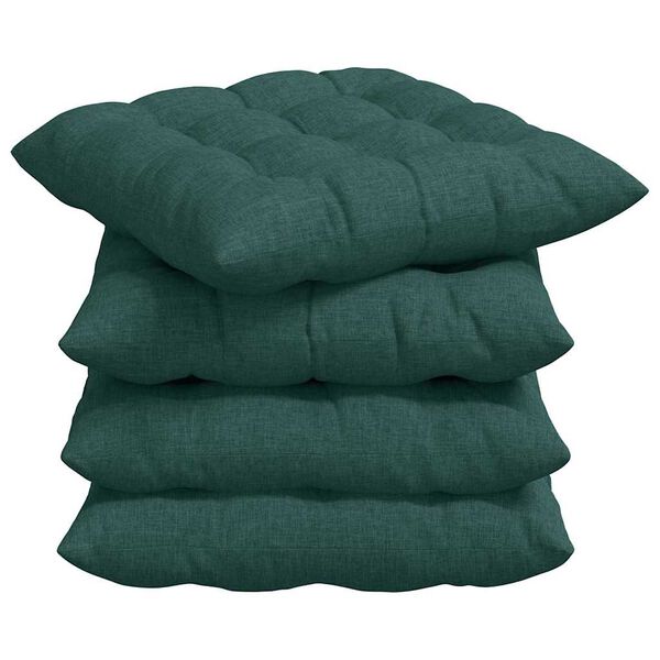 vidaXL Cuscini per Seduta 4 pcs Verde Scuro 40 x 40 x 6 cm Tessuto