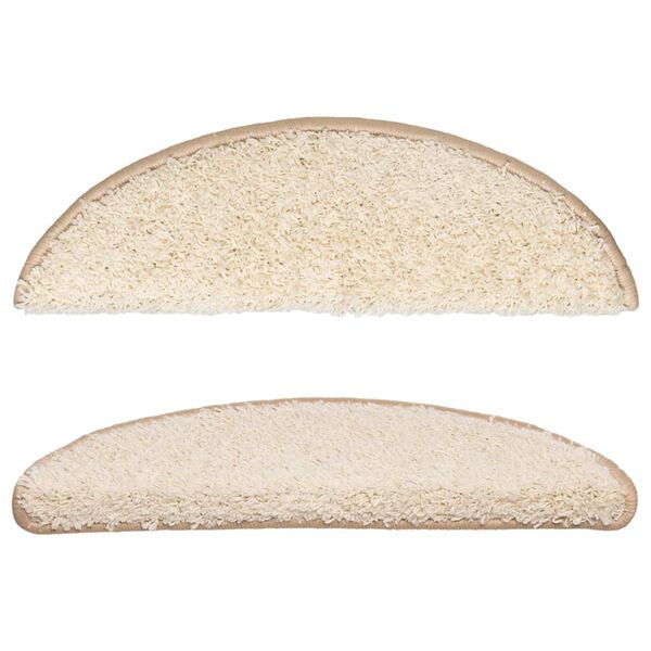 vidaXL Tappetini per scale 15 pz 56x17x3 cm Crema Semicircolari