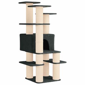 vidaXL Albero per gatti con pali per graffiare in sisal Grigio Scuro