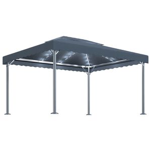 vidaXL Gazebo con Pareti e Luci LED 400x300 cm Antracite in Alluminio