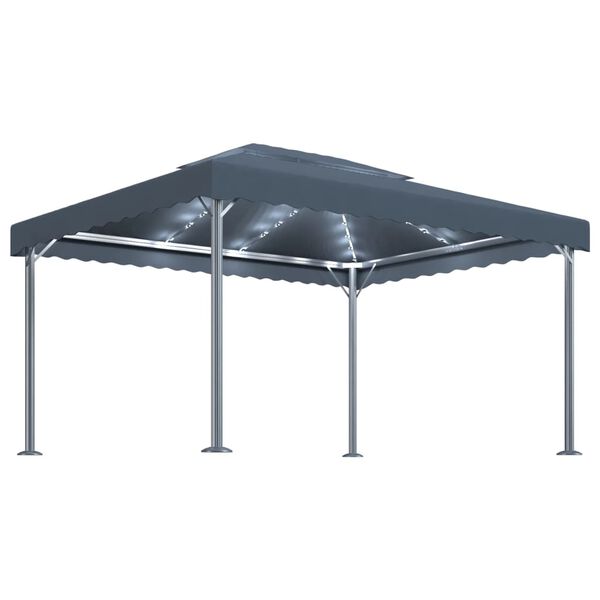 vidaXL Gazebo con Pareti e Luci LED 400x300 cm Antracite in Alluminio