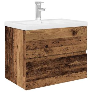 vidaXL Mobile da Bagno con Lavabo Integrato e Rubinetto Legno Antico