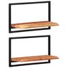 vidaXL Mensole Parete 2pz 60x25x35 cm Legno Massello Acacia e Acciaio