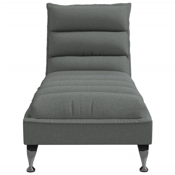 vidaXL Chaise Longue con Cuscini Grigio Scuro in Tessuto