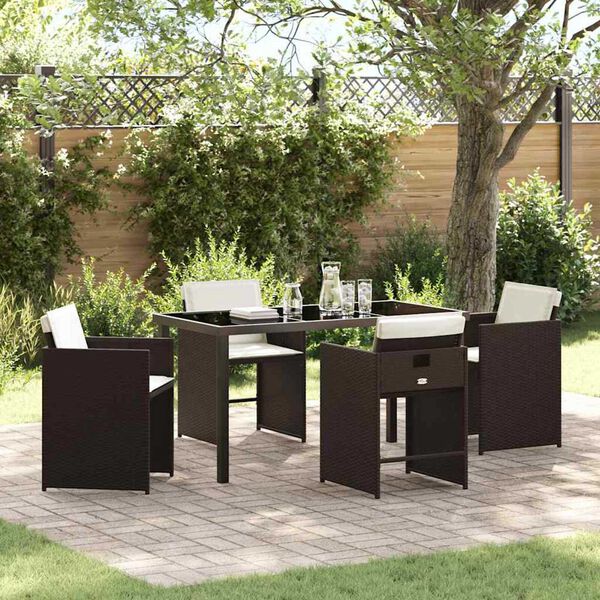 vidaXL Set da Pranzo per Giardino 5 pcs Marrone polyrattan