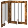 vidaXL Cancello per cani pieghevole con supporti 2 pz Rovere Fumo