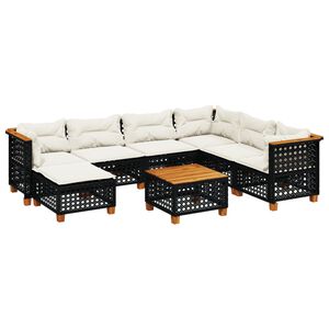 vidaXL Set Divani da Giardino con Cuscini 8 pz Nero in Polyrattan