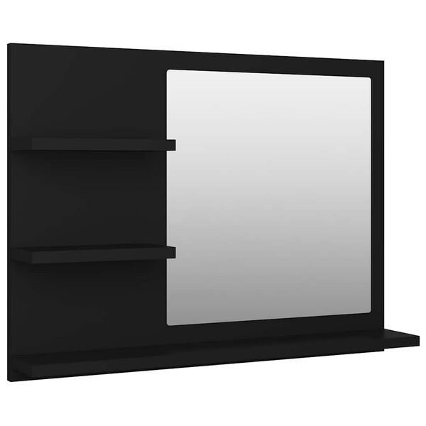 vidaXL Specchio da Bagno Nero 60x10,5x45 cm in Legno Multistrato