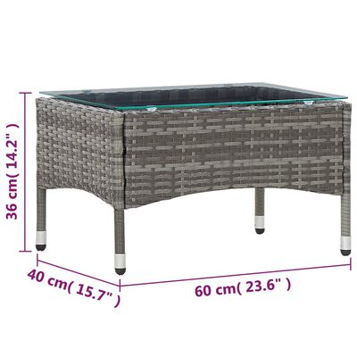 vidaXL Tavolino da Caffè Grigio 60x40x36 cm in Polyrattan