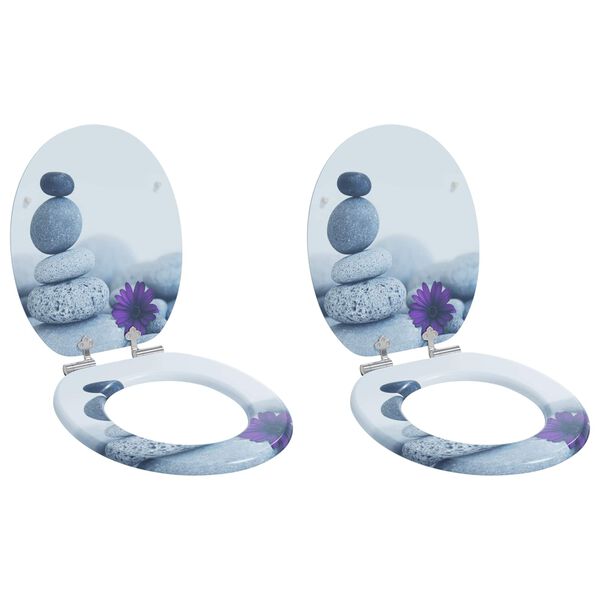 vidaXL Sedile del WC 2 pcs Grigio 44 x 38 cm Pannello MDF