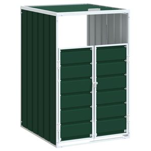 vidaXL Copribidone con Ruote Bidone Singolo Verde 72x81x115cm Acciaio