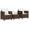vidaXL Set Bistrò 3 pz con Cuscini Marrone in Polyrattan