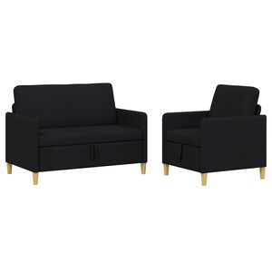 vidaXL Set di Divani con Storage 2 pz Nero Poliestere