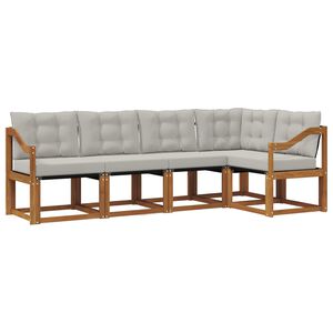 vidaXL Set di divani da esterno 5 pz Grigio Naturale e Chiaro