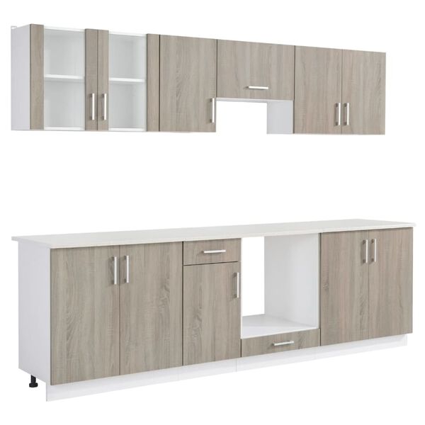 vidaXL Set Mobili da Cucina 8 pz con Cappa Aspetto Rovere