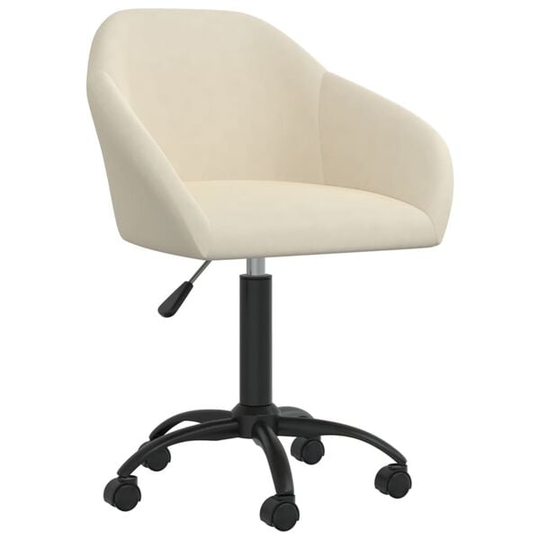 vidaXL Sedia Girevole da Ufficio Crema in Velluto