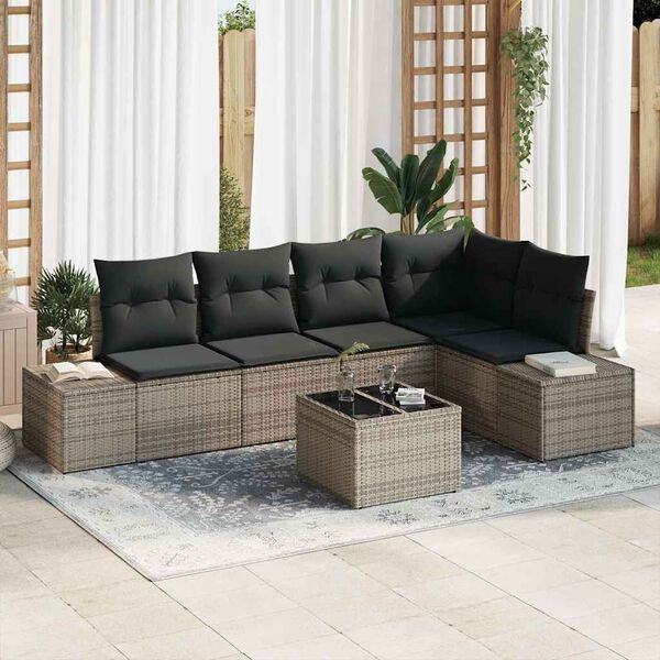 vidaXL Set Divano da Giardino Grigio chiaro polyrattan