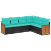 vidaXL Set Divani da Giardino 6 pz con Cuscini Nero in Polyrattan