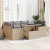 vidaXL Set Divani da Giardino 7 pz con Cuscini Beige in Polyrattan
