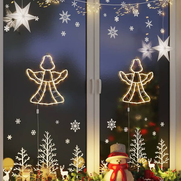 vidaXL Luci di Natale Angelo Silhouette 2 pz 50 LED Bianco Caldo