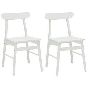 vidaXL Sedia da pranzo 2 pz Legno di gomma solido Bianco