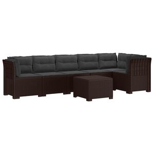 vidaXL Divano da Giardino 6 Posti con Cuscini Aspetto Rattan PP