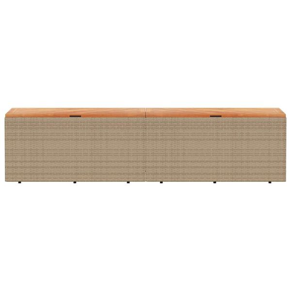 vidaXL Contenitore da Giardino Beige 220x50x54 cm Polyrattan e Acacia