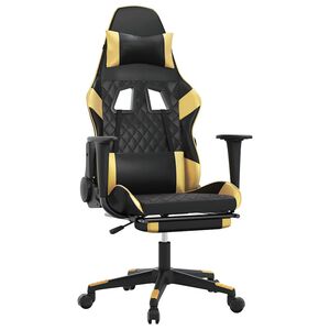 vidaXL Sedia da Gaming con Poggiapiedi Nero e Oro in Similpelle